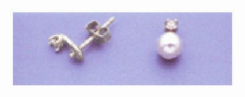 Two Accented Pearl Sterling Silver Pre-Notched Earring Settings