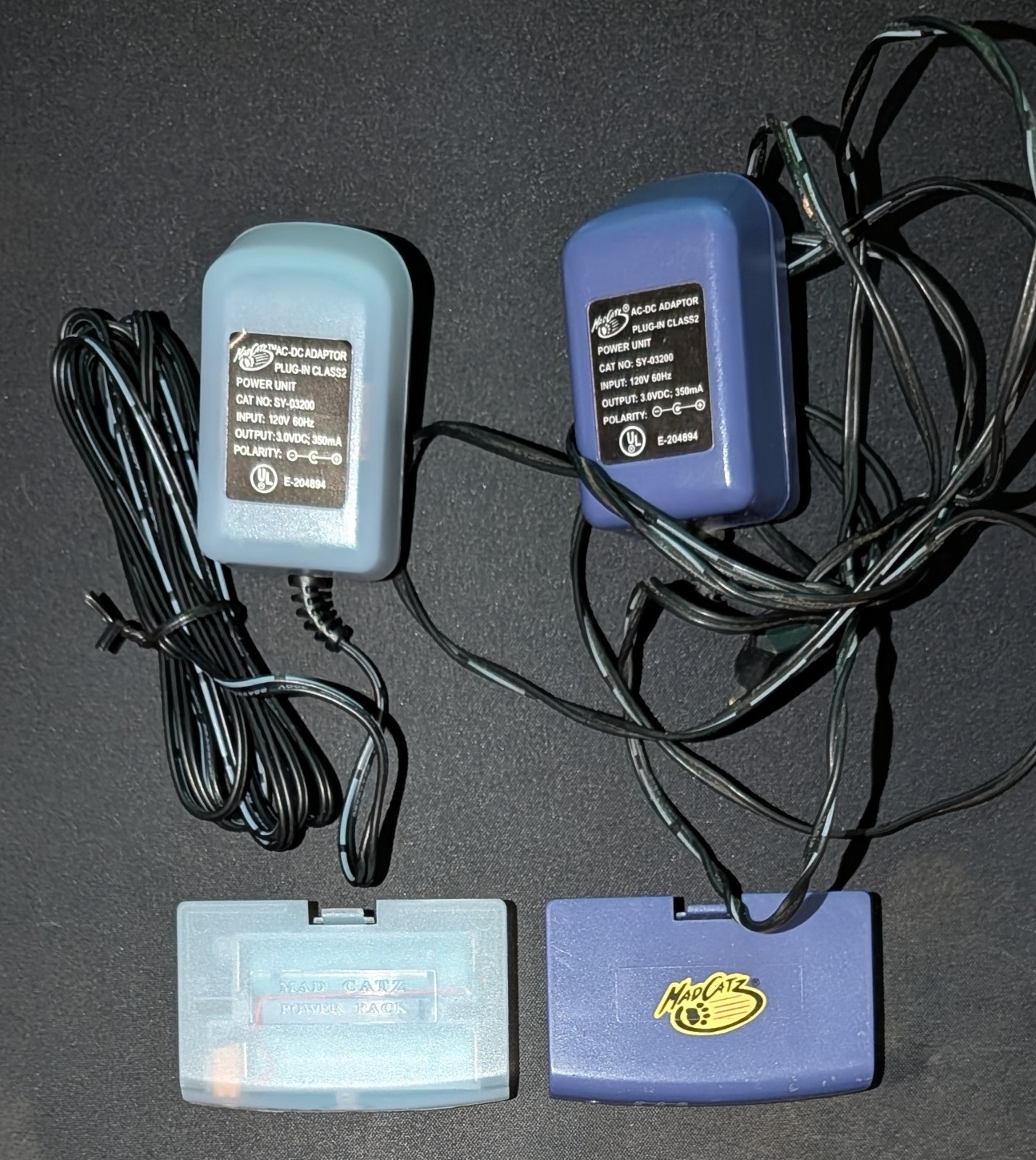 Mad Catz Gameboy Advance GBA Rechargeable Battery Packs + Chargers LOT OF 2