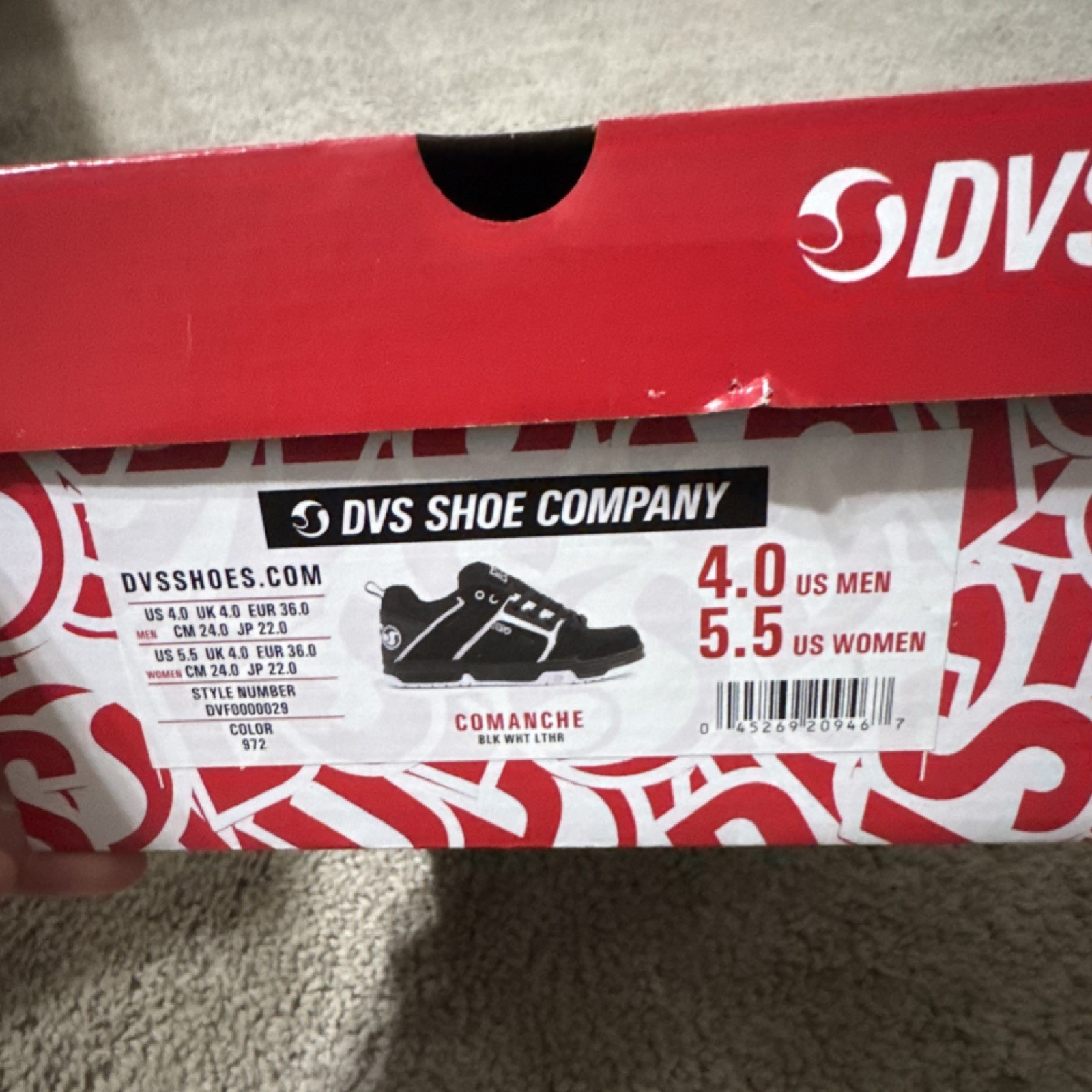 DVS Comanche Skateboarding Shoes Black US Men's Size 4 Medium Width