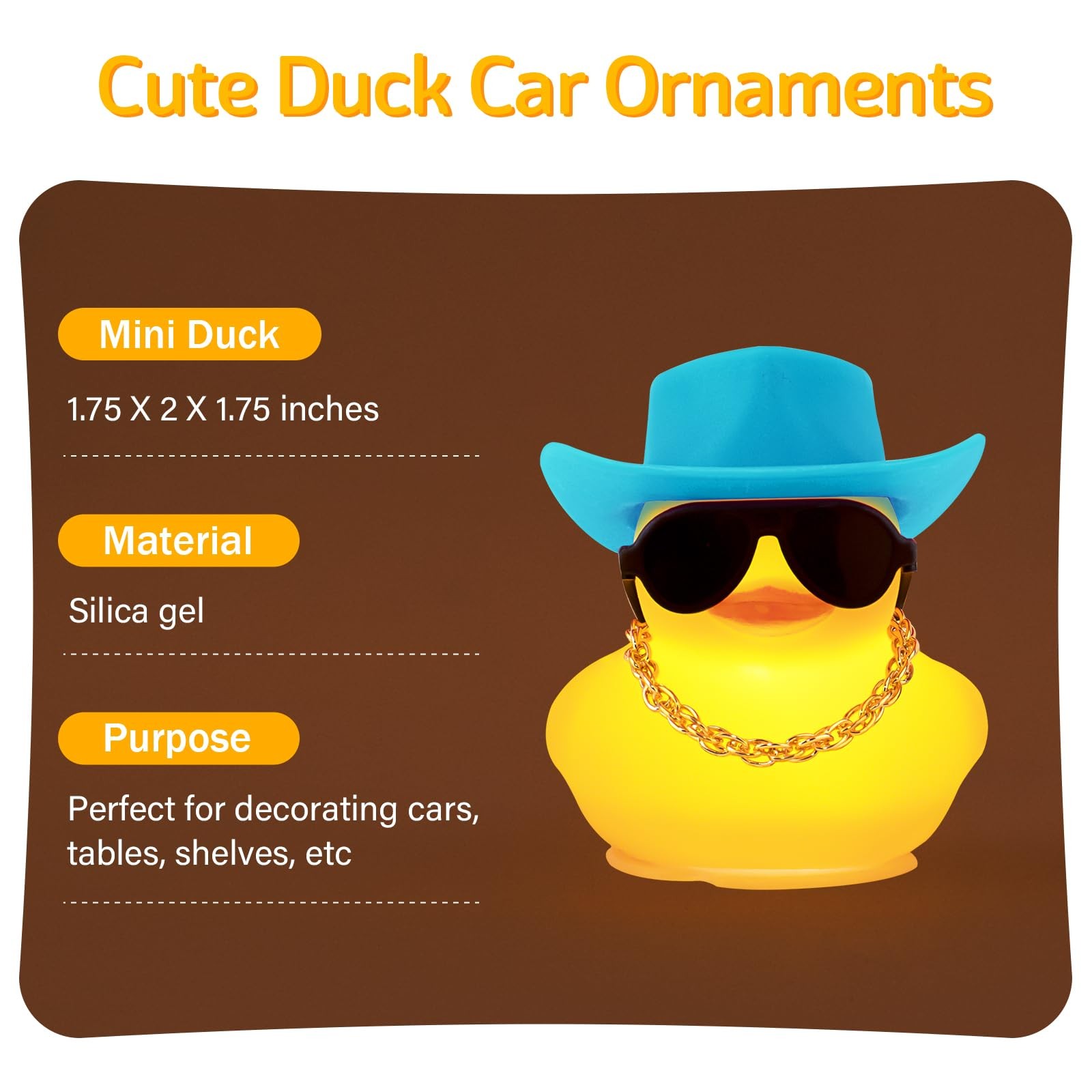 wonuu Yellow Rubber Duck with Light Glowing Ducks, Car mini, Blue