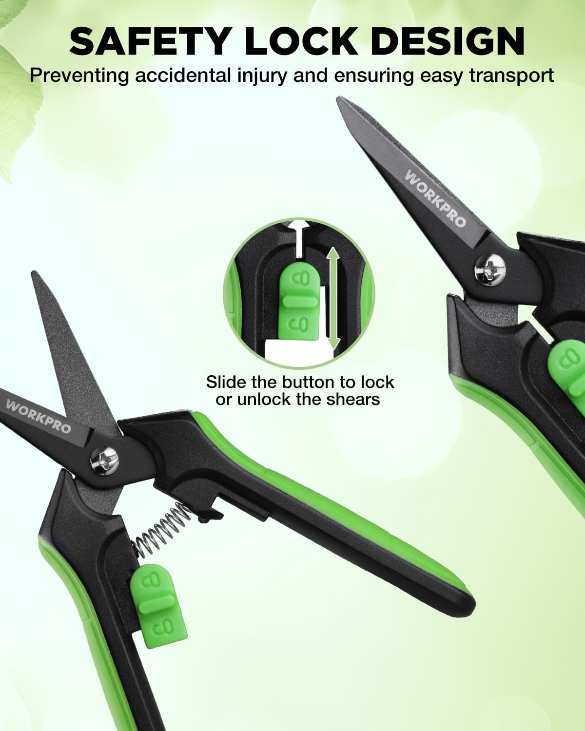 WORKPRO 6-Inch Garden Pruning Shears, Sharp High-Carbon 6-inch, Green Black