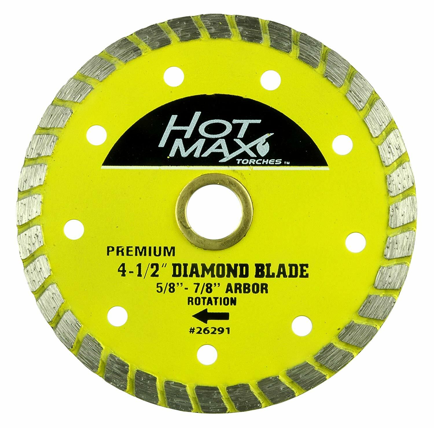 Hot Max 26291 4-1/2-Inch Premium Diamond Cut Off Blade, 5/8-Inch to 7/8-Inch Arb