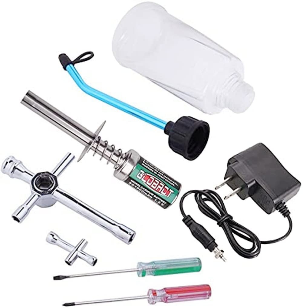 Nitro RC Car Starter Kit - Glow Plug Igniter, Charger, Fuel Bottle for 1/8 1/10
