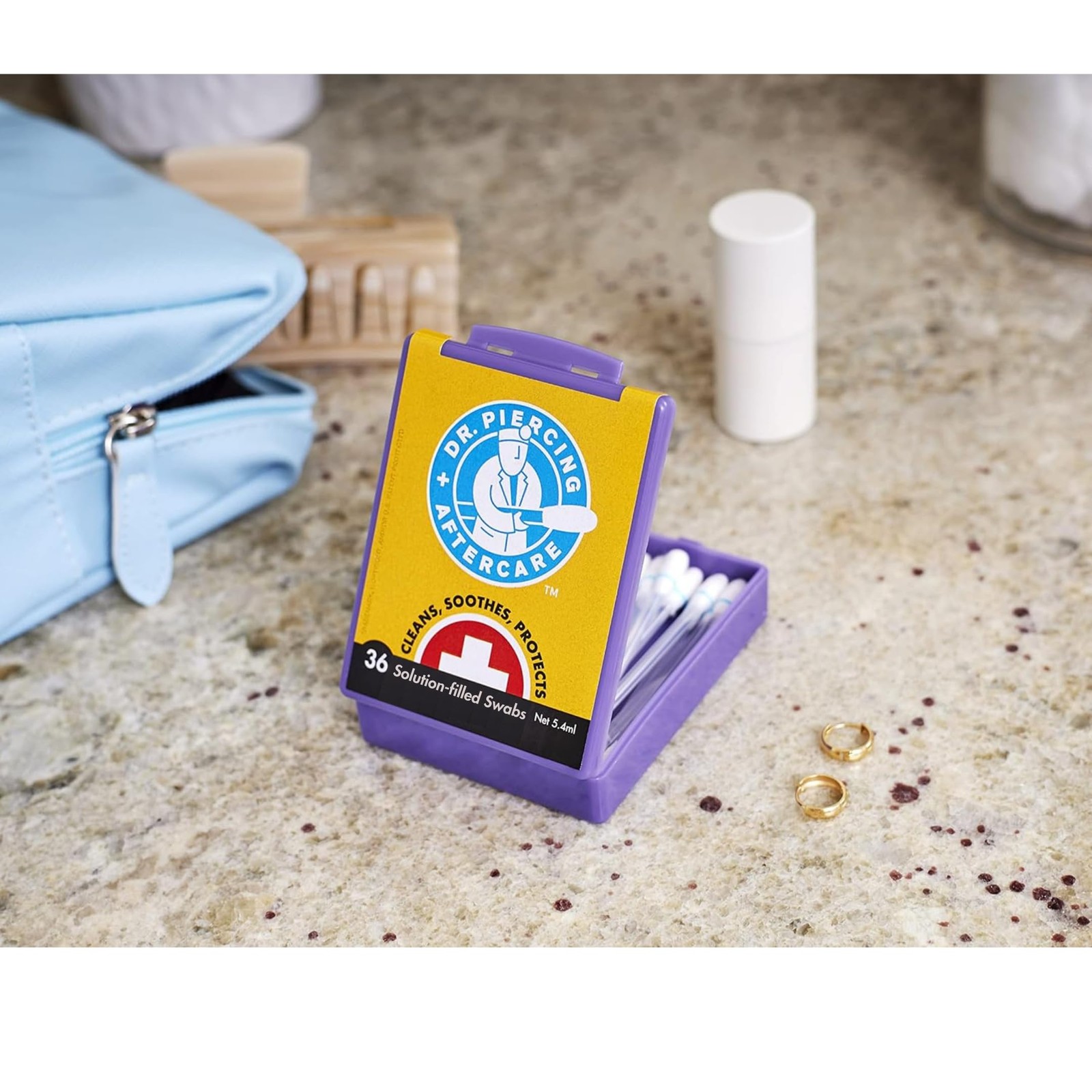 Swabs – Piercing Bump Saline Solution for Cleansing Earring, Nose, Belly, and...