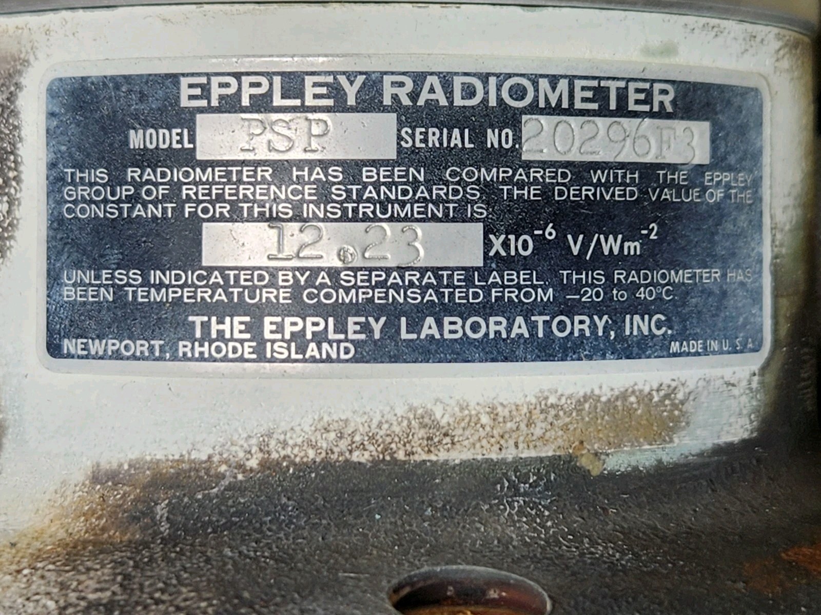 EPLAB Eppley Precision Spectral Pyranometer Model PSP With Case SN 20296F3