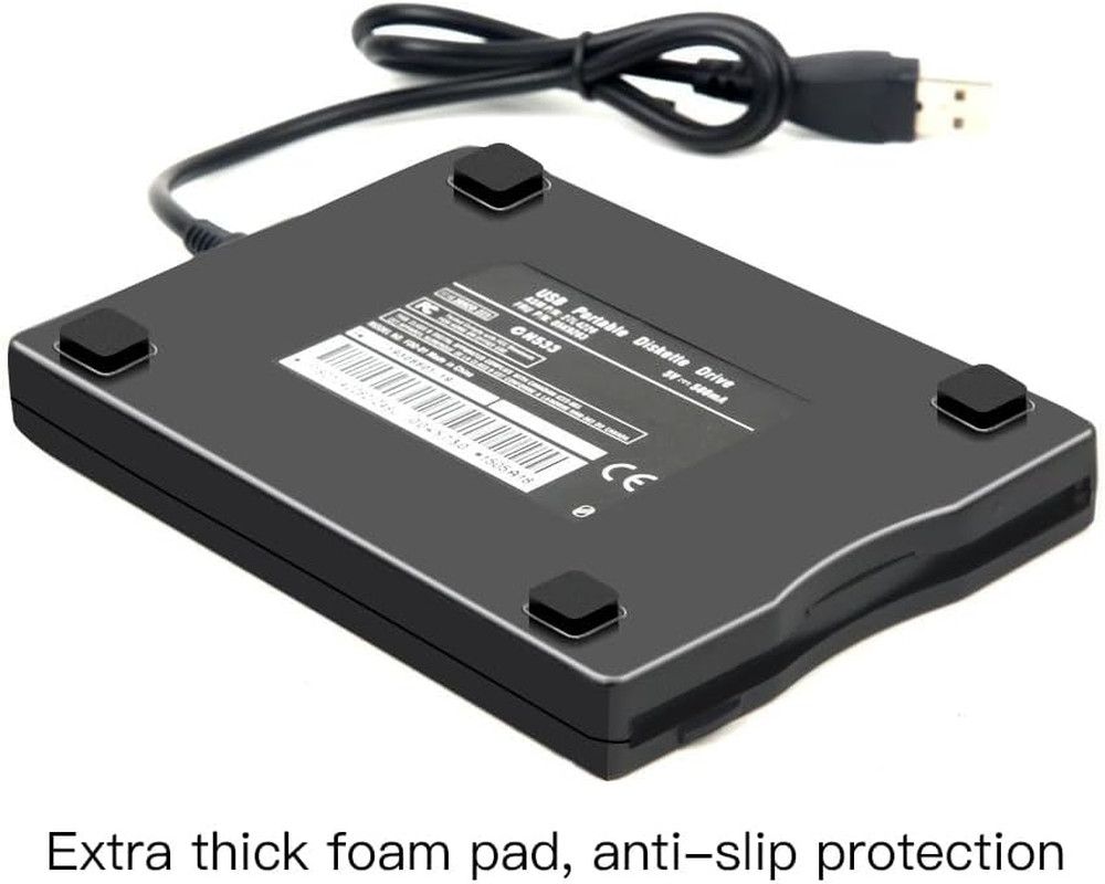 USB 3.5-Inch Floppy Disk Reader - External 1.44 MB Portable FDD for PC, Plug and