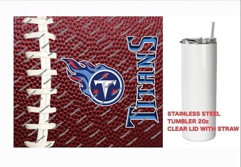 TITANS  - Pig skin Football - Tumbler 20 oz Stainless Steel