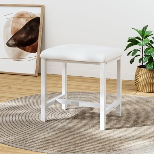 Small Vanity Stool, Cute Vanity Stools with Cushion Makeup Vanity Chair White