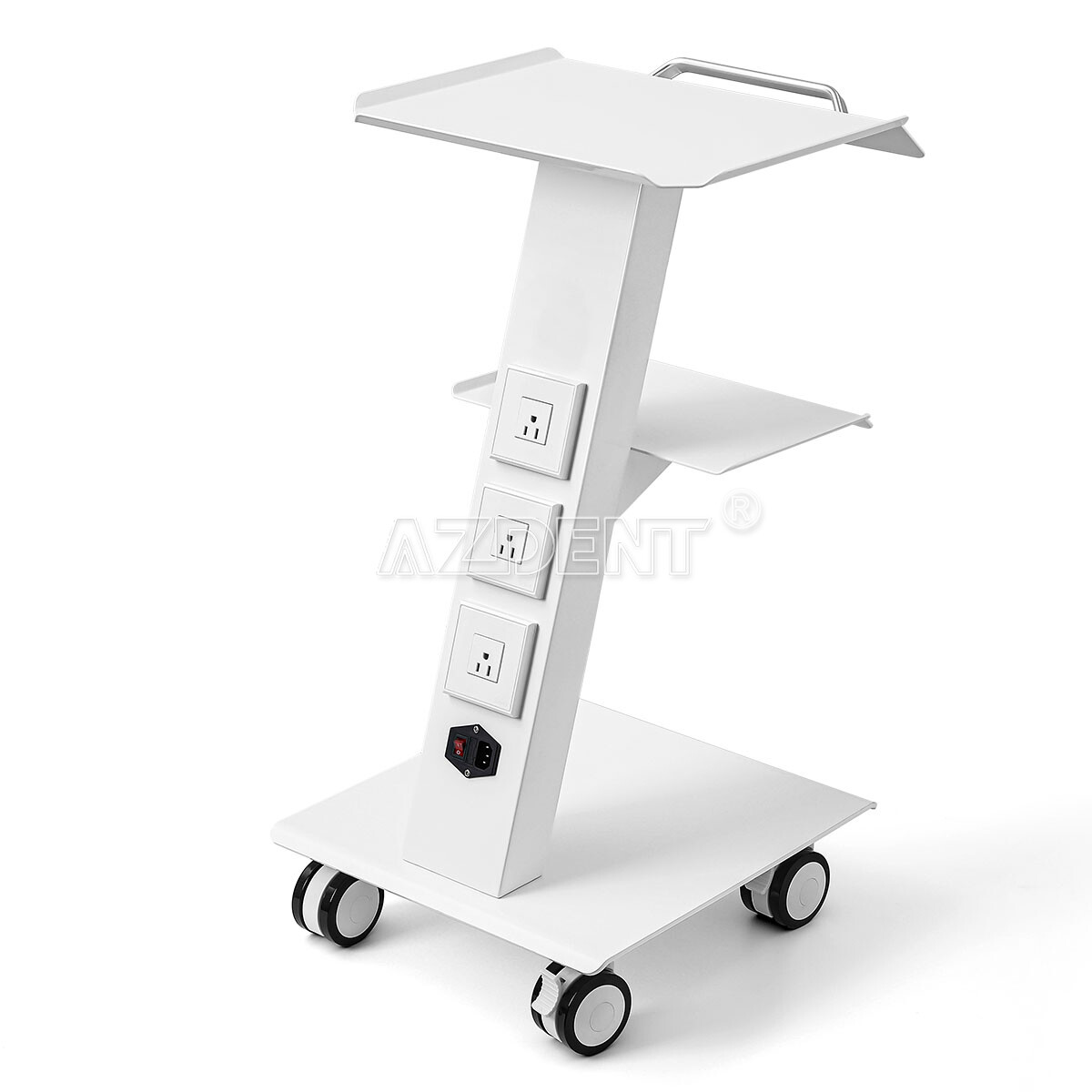 3 Layers Dental Medical Tool Cart Trolley Mobile Instrument with Built-in Socket
