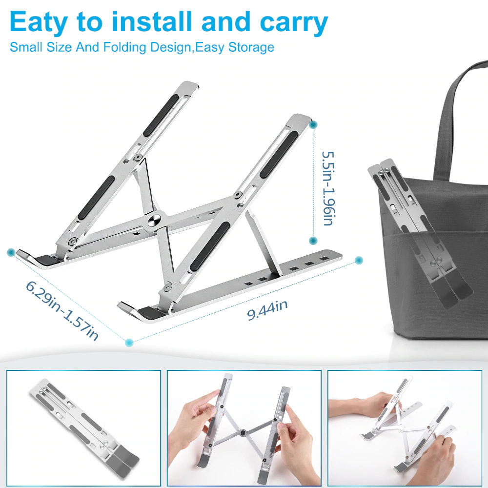 Portable Laptop Stand Aluminum Foldable Notebook Support Holder Adjustable New