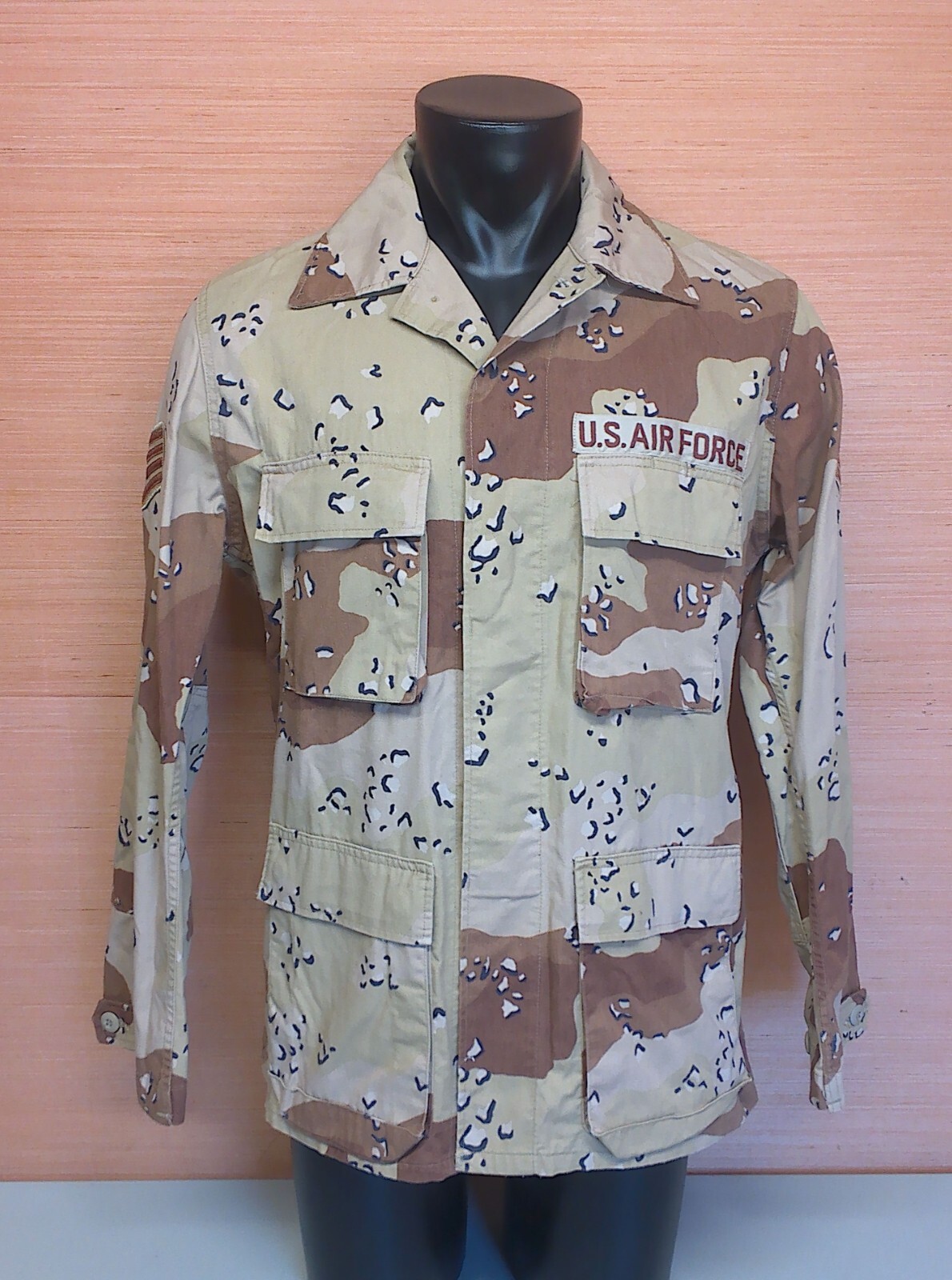 Vintage Gulf War Era USAF Desert Chocolate Chip Camo Coat Jacket Sz Medium Long
