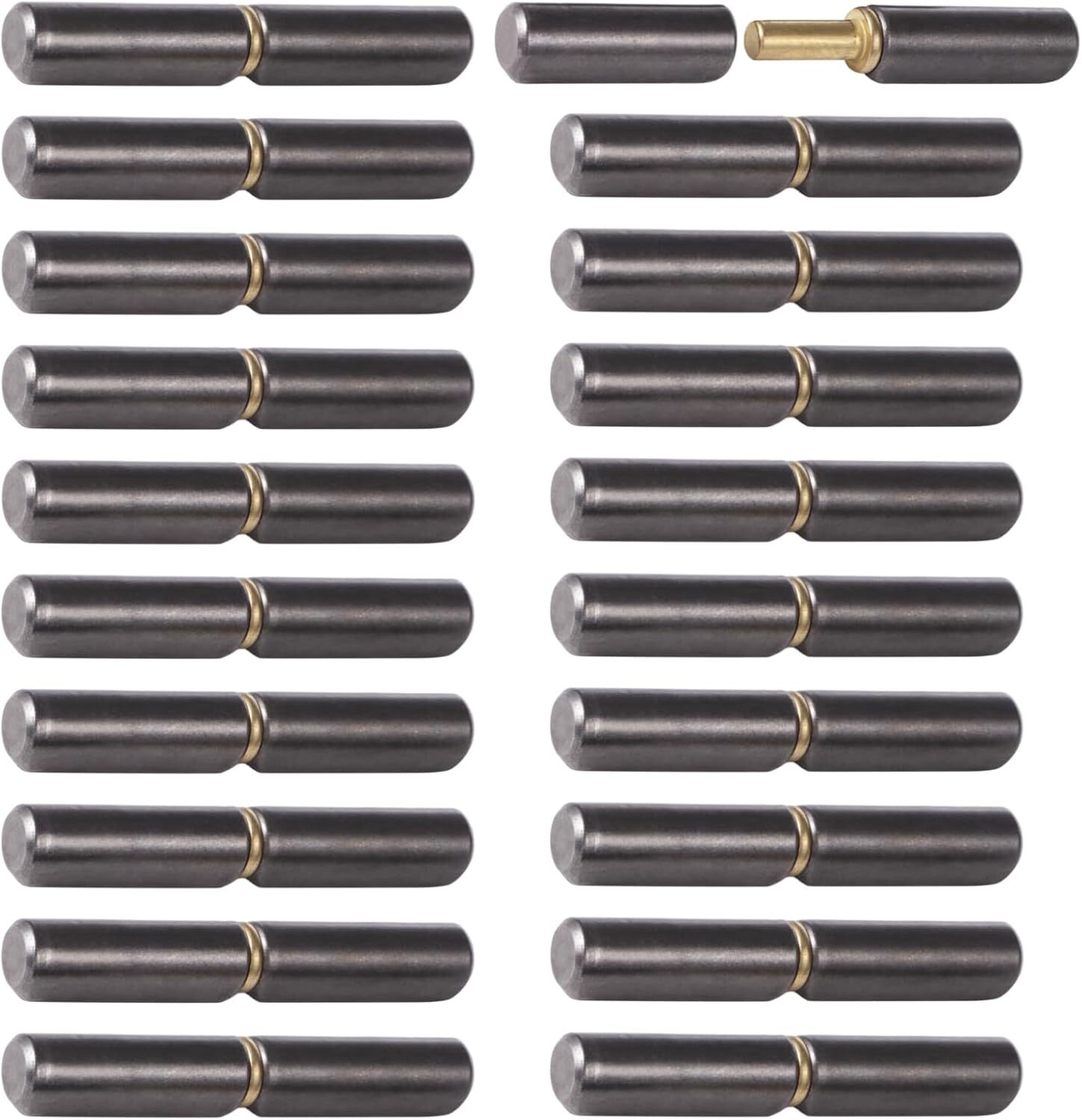 20 Pack Weld On Barrel Hinges 3 inch, Carbon Steel Weldable Bullet Door Hinges