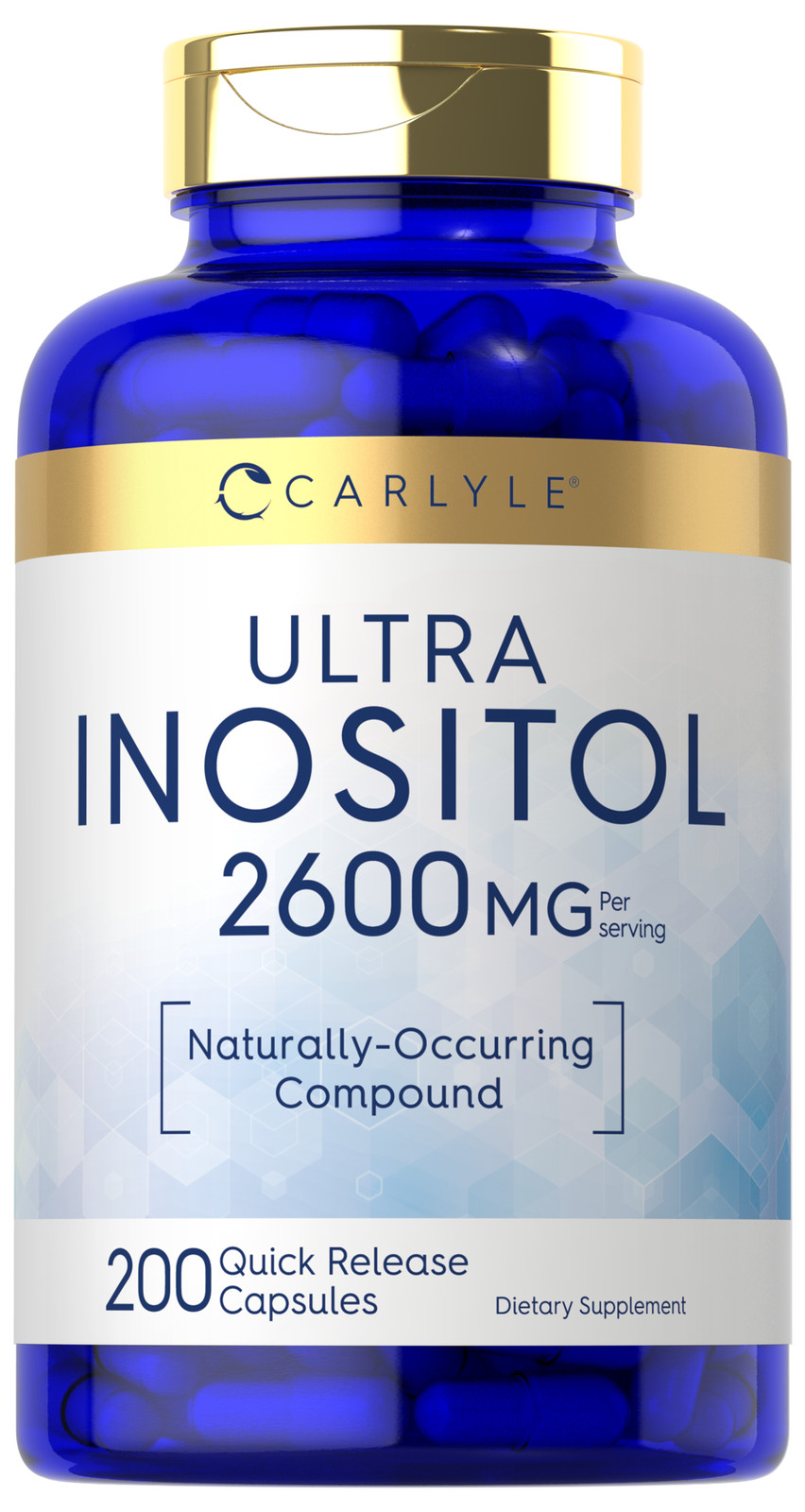 Inositol Capsules 2600mg | 200 Count | Non-GMO | Myo-Inositol | by Carlyle