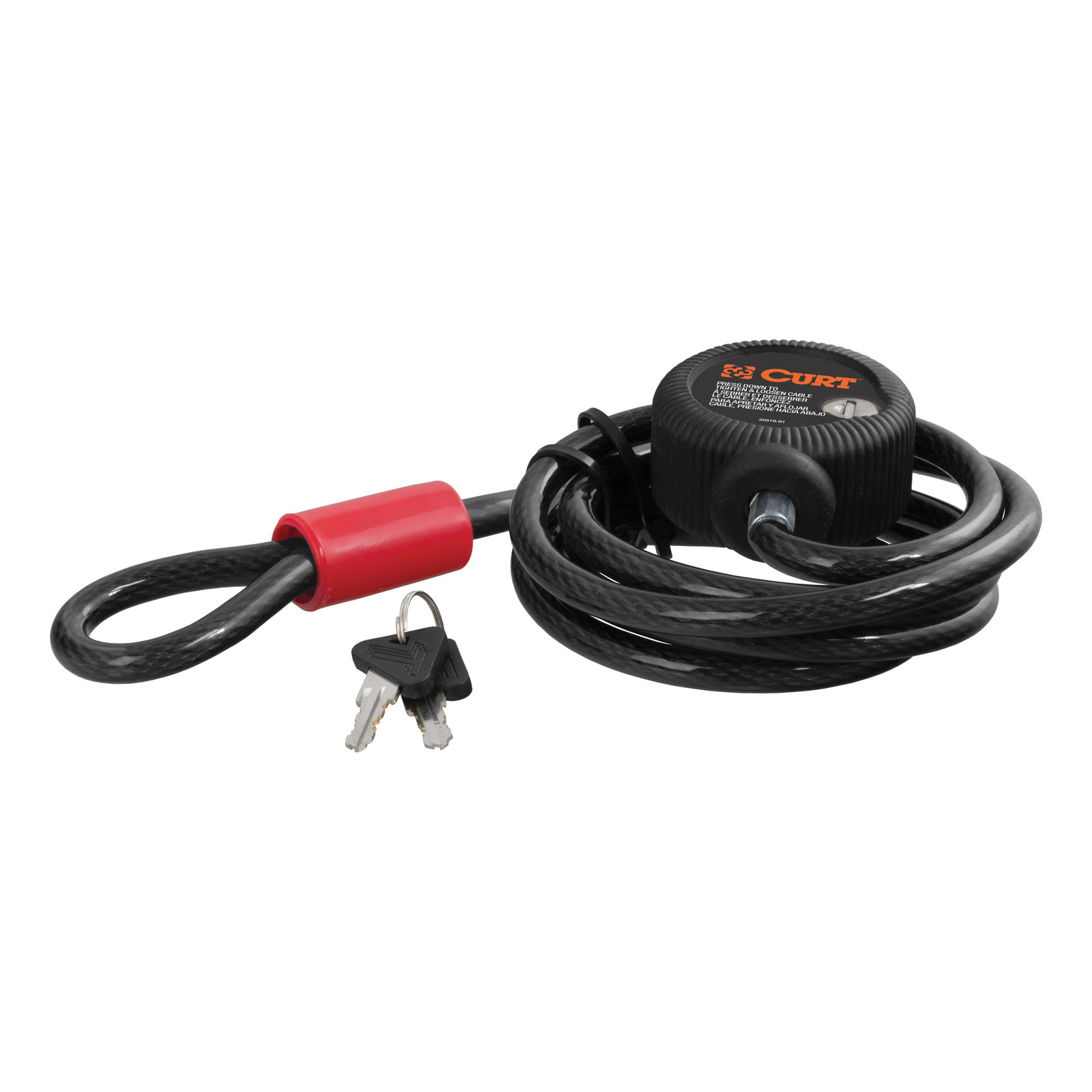 CURT Multi-Use Cable Lock 6ft x 3/8in Cable Vinyl-Coated Braided Steel - 23666