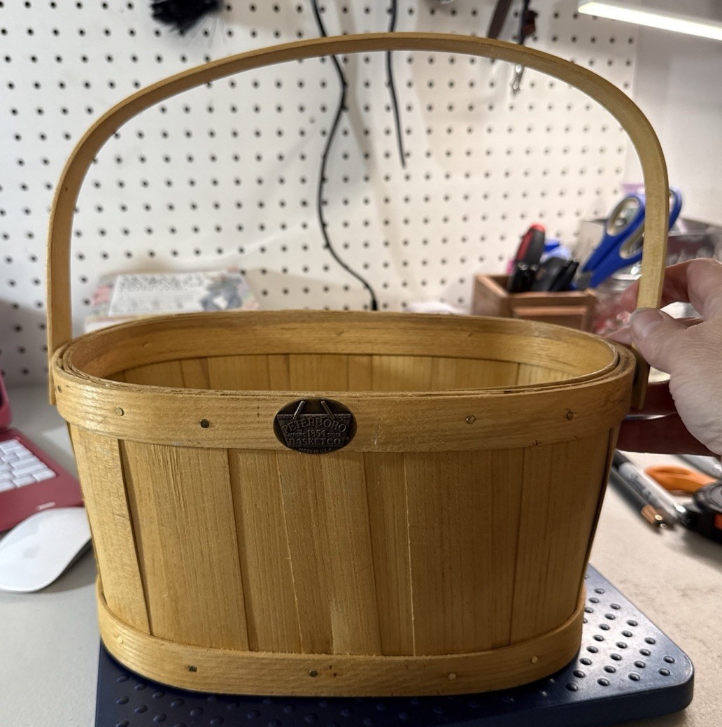 Peterboro Basket Co Basket Medium 6”x10”x6” Beige With Handle