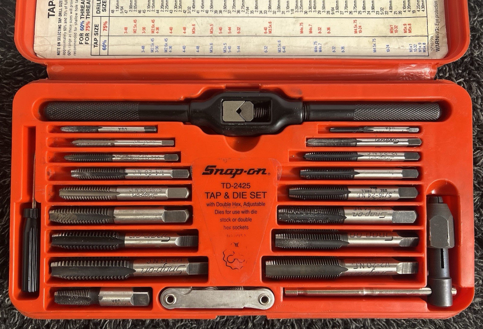 Snap-on 41pc TD24-25 Tap & Dye Set *Complete*