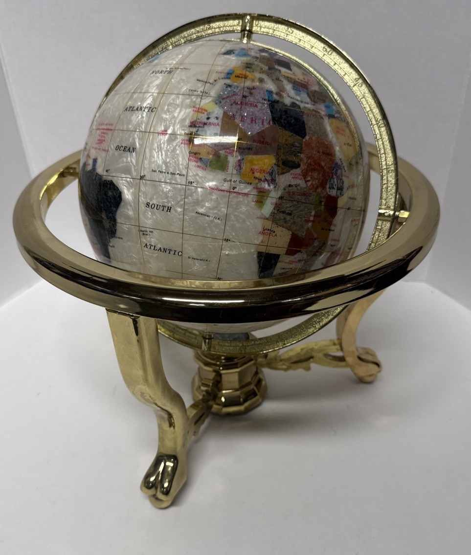 World Globe- Decorative Desktop Globe Gold Frame with Compass