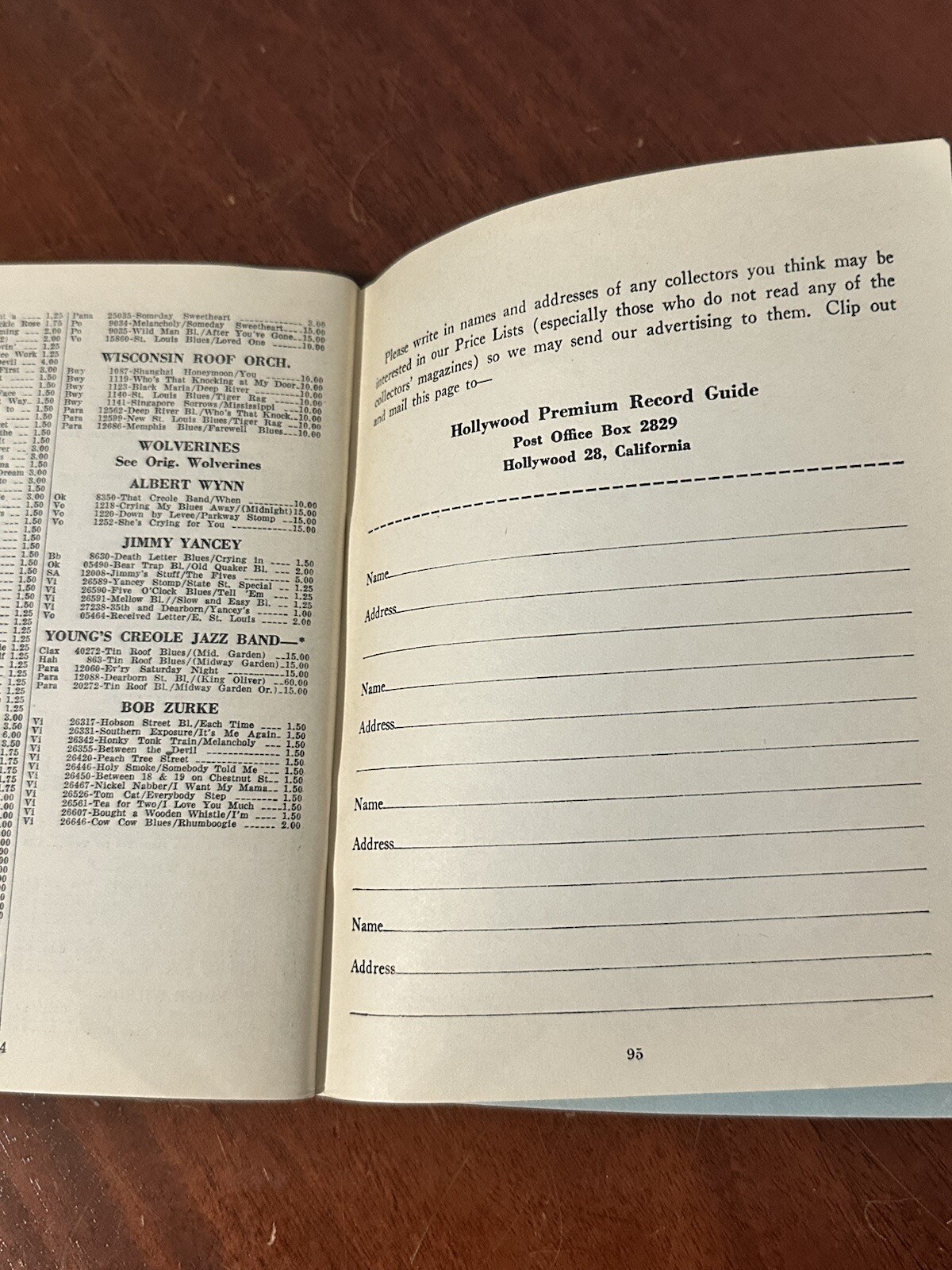 Hollywood Premium Record Guide Catalog No. 3 Reference Hearne September 1948