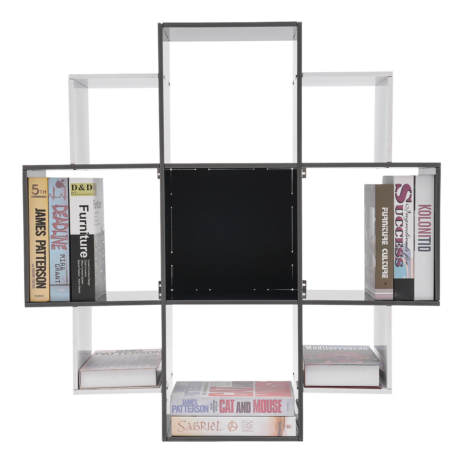 3 Tier Wall Mounted Bookcase Book Shelf 9 Compartments Home Decor Large Capacity