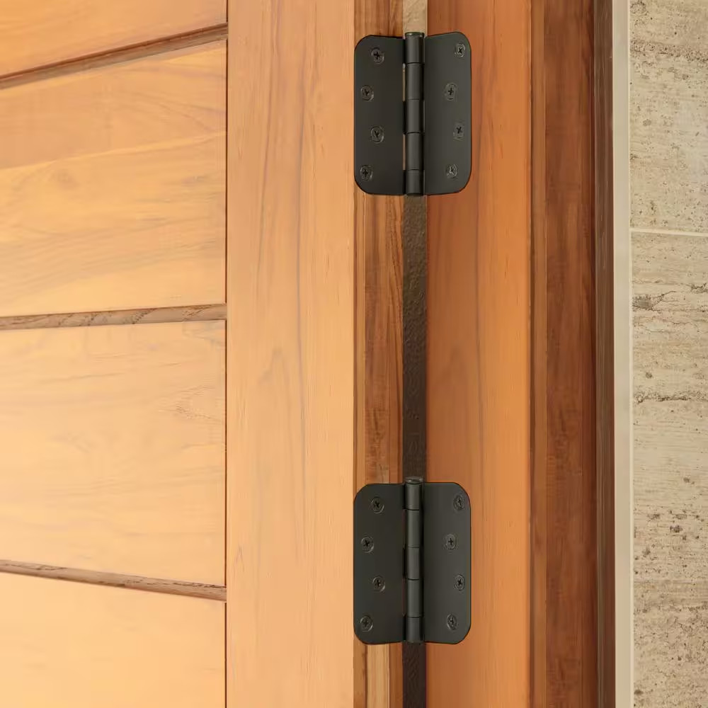 4 In. X 5/8 In. Radius Matte Black Door Hinge Value Pack (10 per Pack)