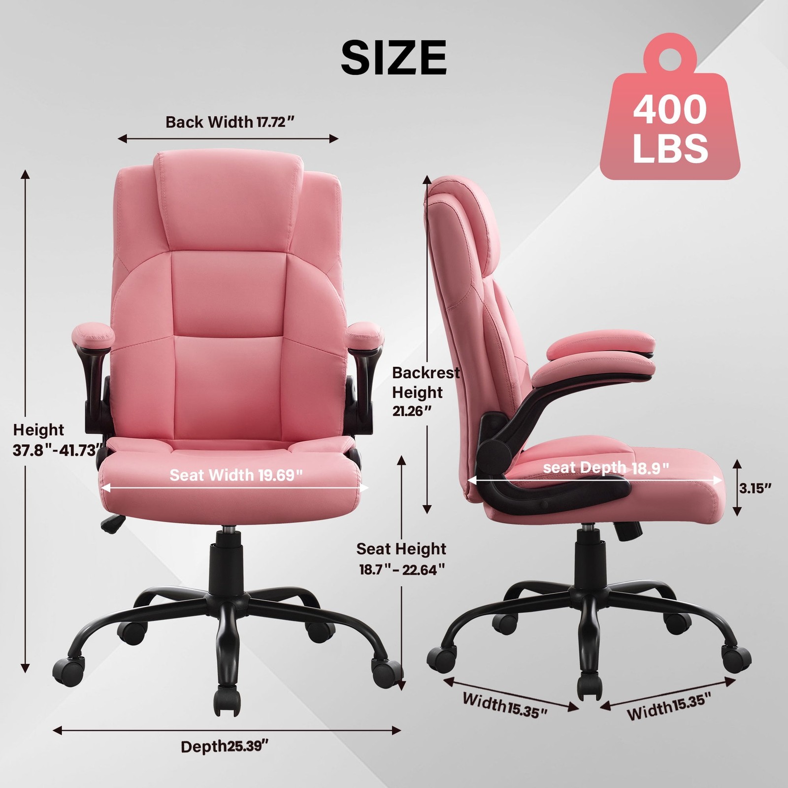 Leather Office Chair, Big and Tall Office Chair 400LBS Wide Seat Ergonomic Compu