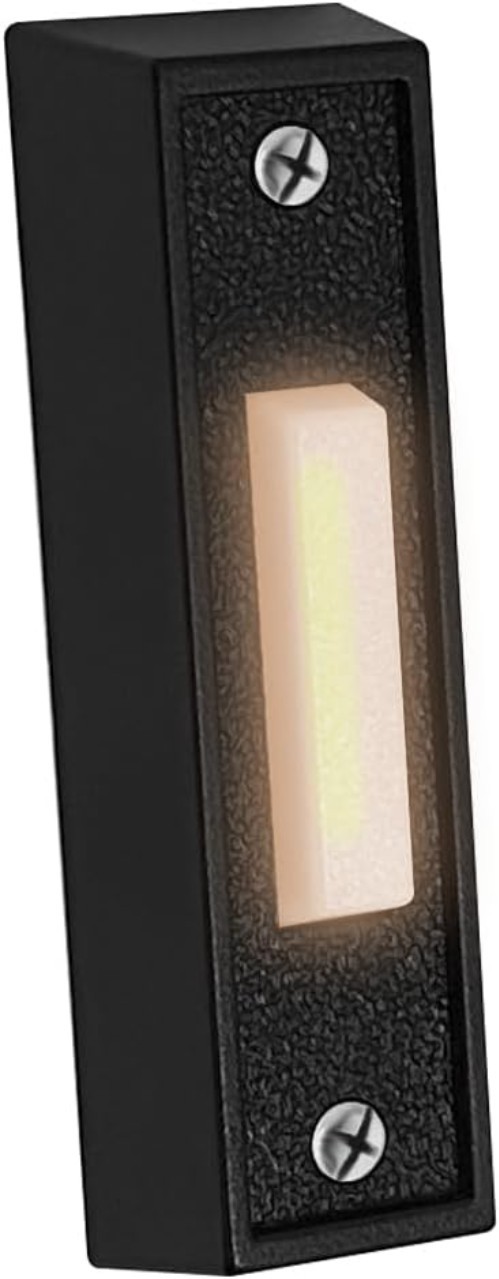 Wall Mounted LED Doorbell Button Push Switch Black for Wired Chime Ring
