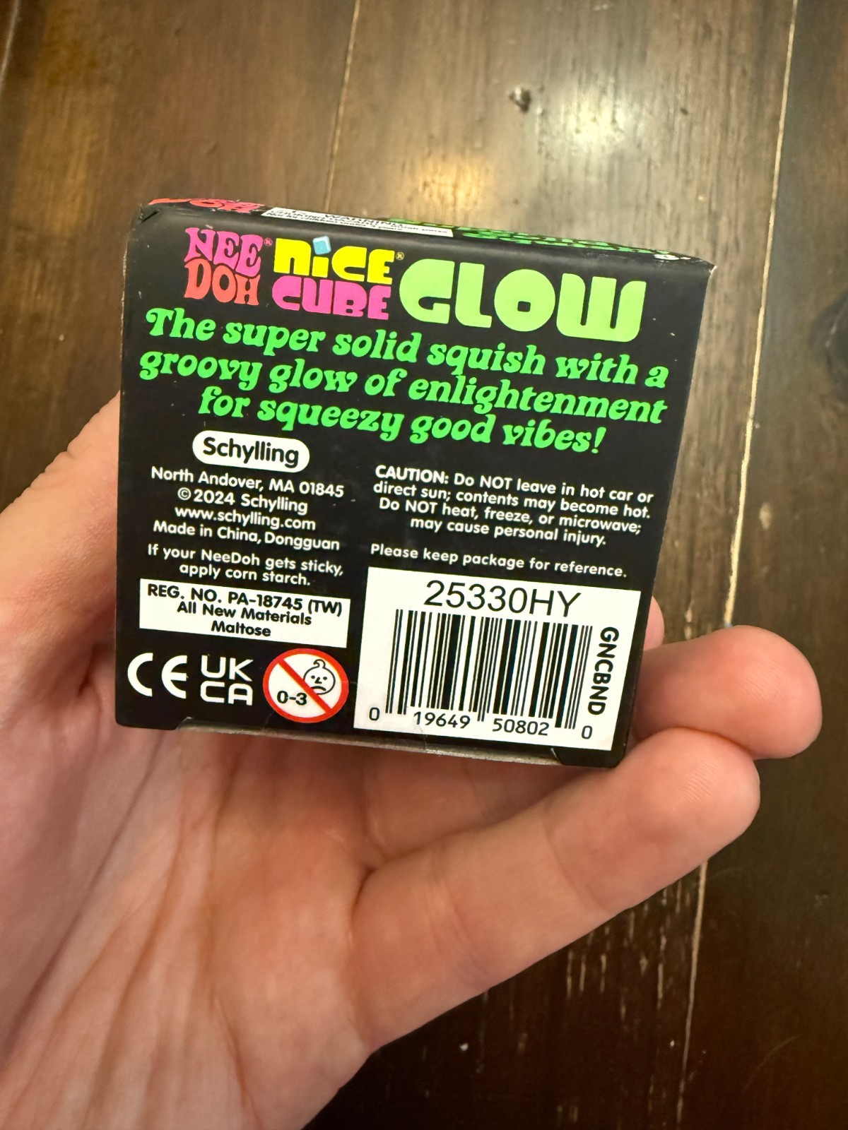 PINK Schylling NeeDoh Nice Cube Glow in Dark Solid Squish Cube AUTHENTIC