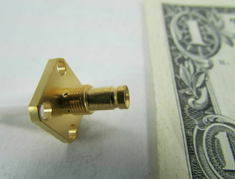 Lot 2 Gold Plated Amphenol RF Flange Connectors 10GHZ 102-233-01 RG402 1.0, 2.3