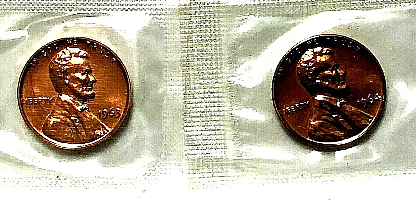1963  P  1964 P Lincoln Cent PROOF Set Of 2 Still In Mint Cello