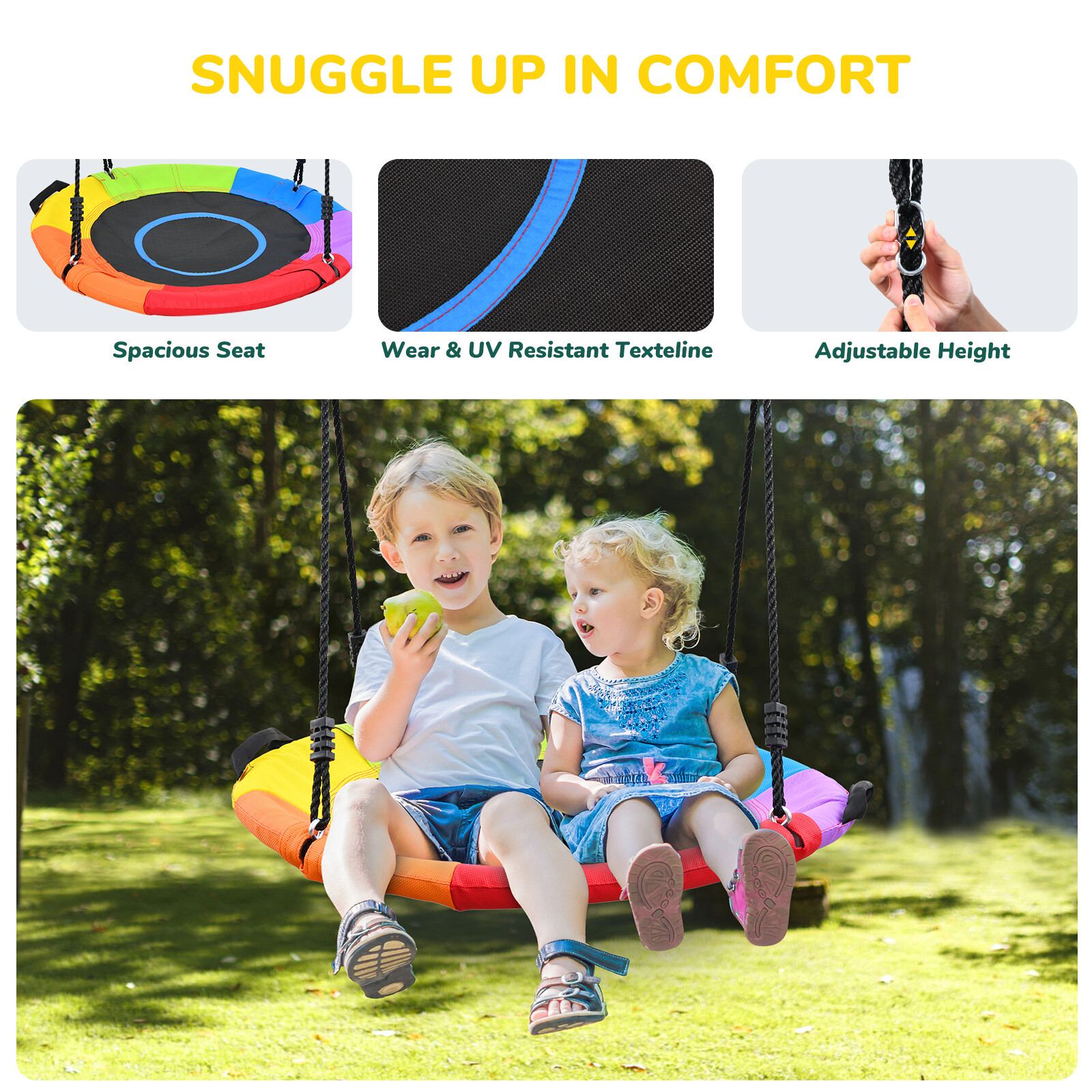 700LBs Heavy Duty A-Frame Metal Swing Set with 3 Swings Kids Adult Backyard Play