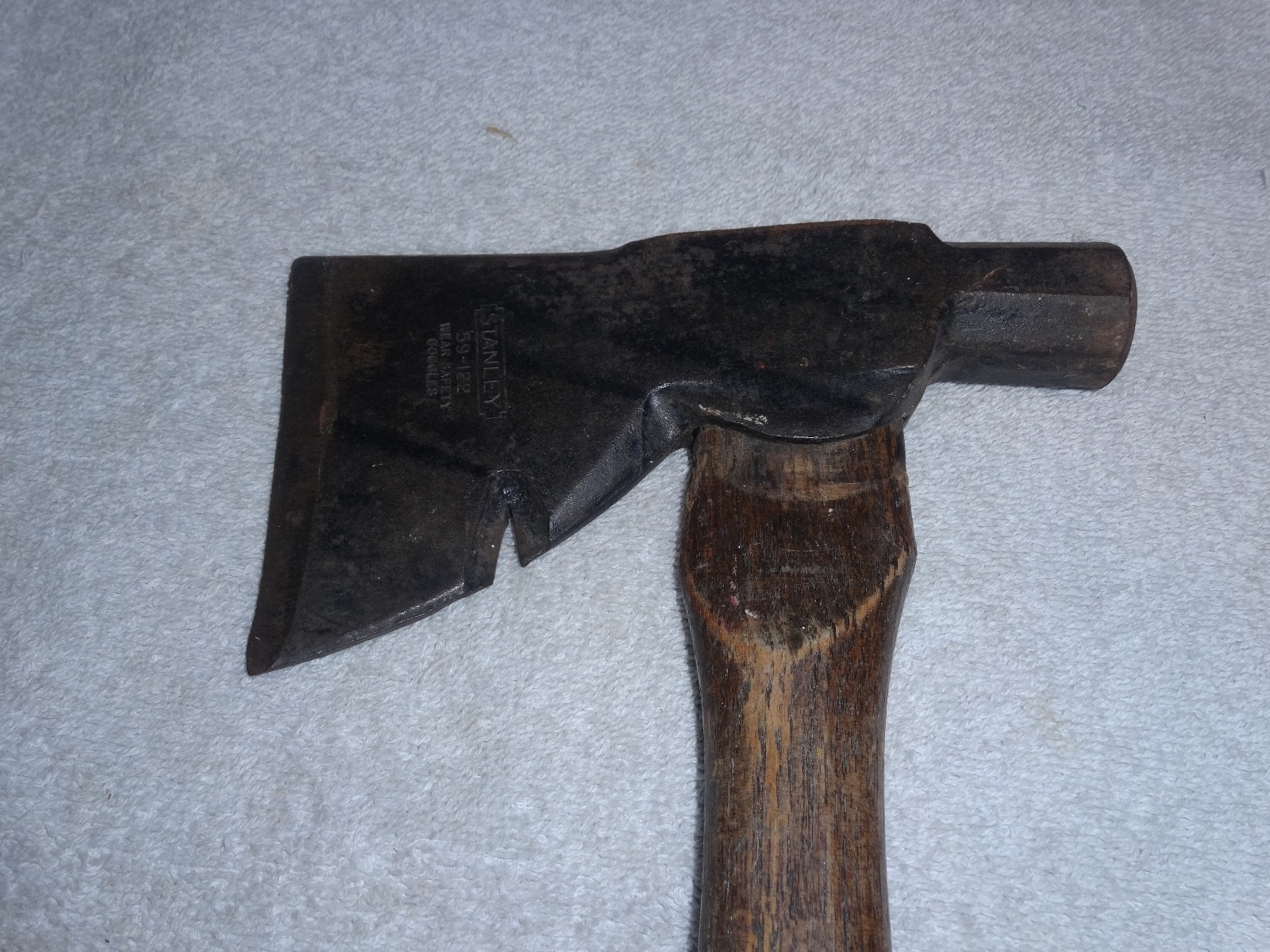 ANTIQUE ORIGINAL 14" STANLEY WOOD & METAL AX+ HAMMER 59 WEAR SAFETY GOGGLES TOOL