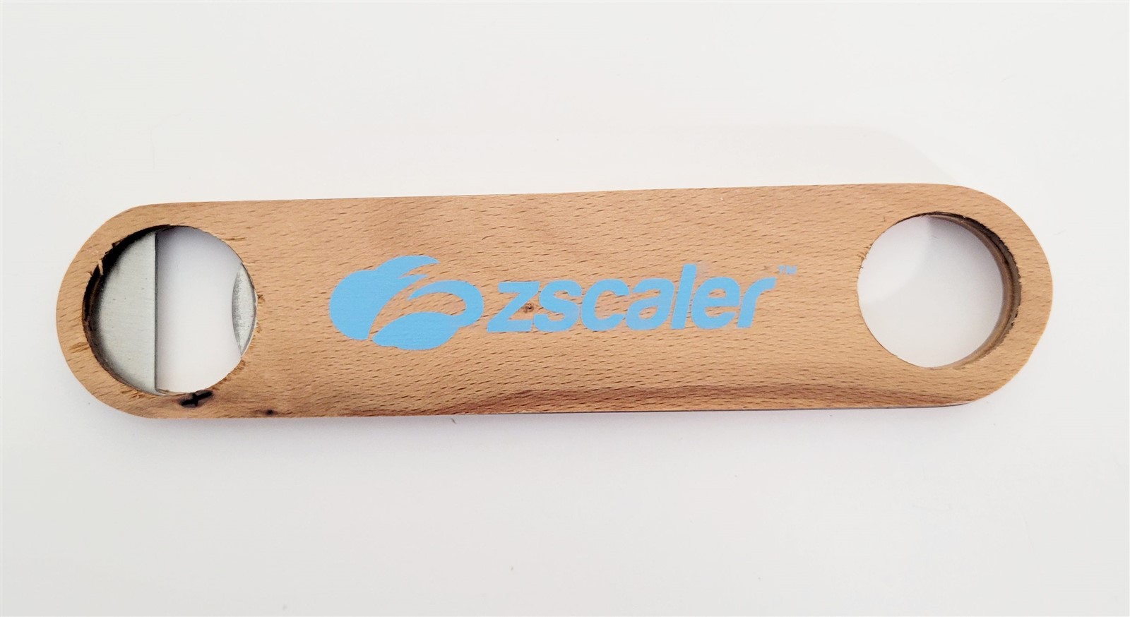 Zscaler IT Security Bottle Opener New Military Wood Tone