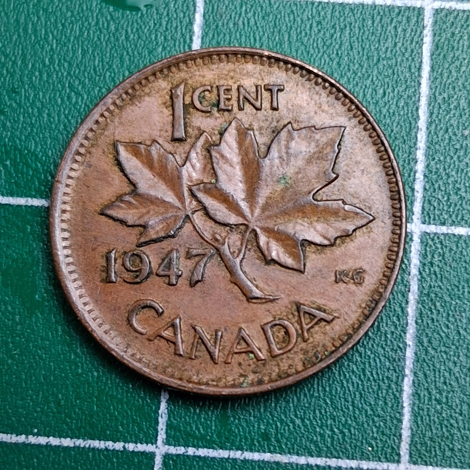 1947 Canada 1 Cent King George VI / Maple Leaf Bronze Coin