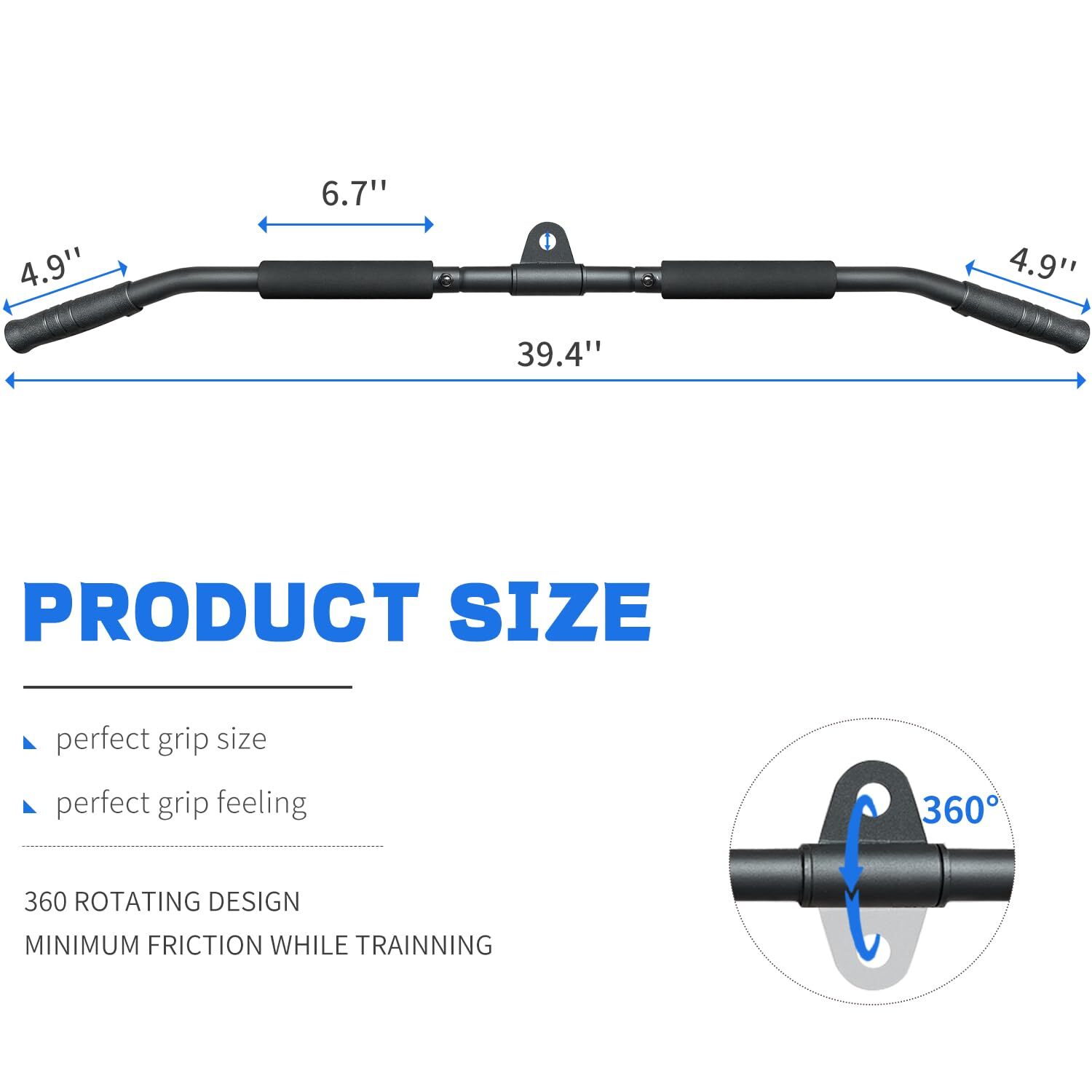 Rotating LAT Pull Down Bar 39.4'' LAT Pulldown Attachments for Pulley System ...