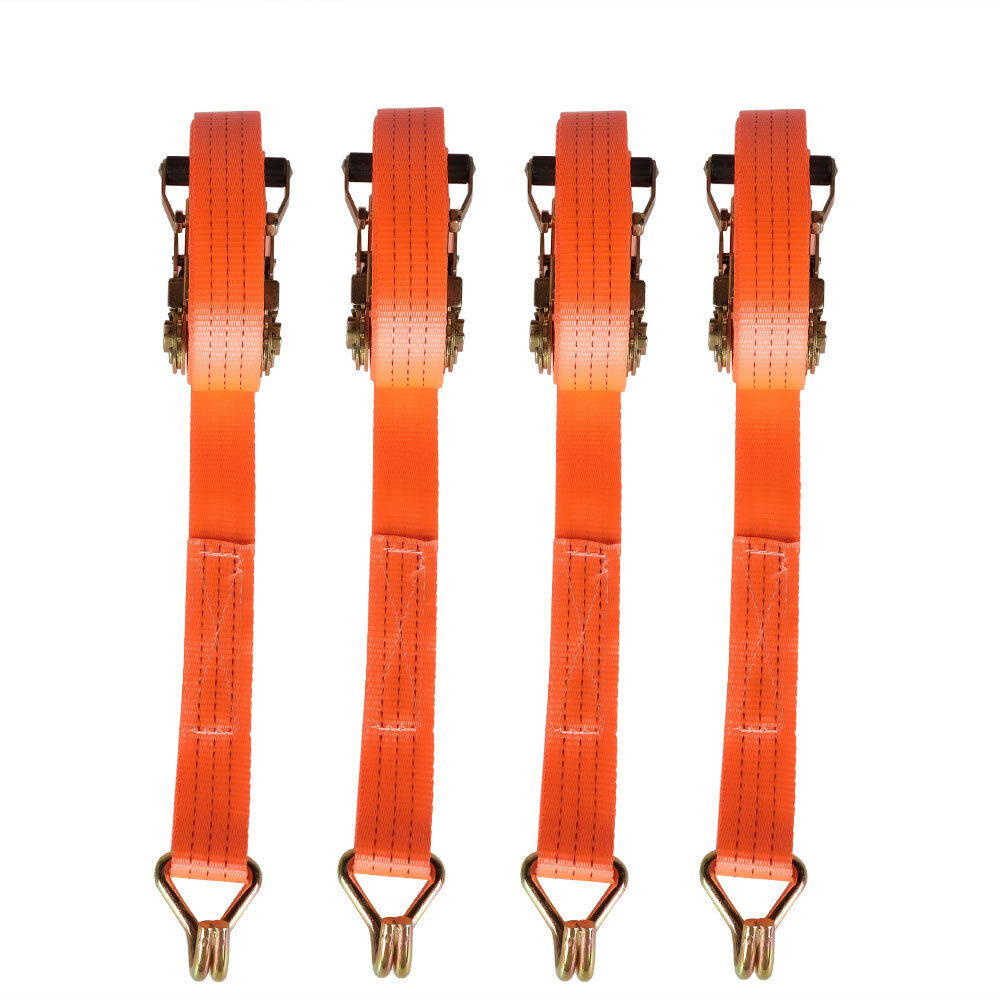 LABLT 4 Pack Tie Downs 4000 Lbs 1.5Inch × 20FT Orange Ratchet Straps J Hook