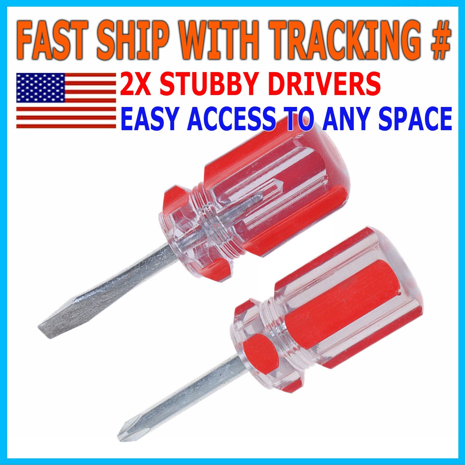 2X Small Mini Flathead Phillips Slotted Screwdriver Stubby Tight Space Tools Set