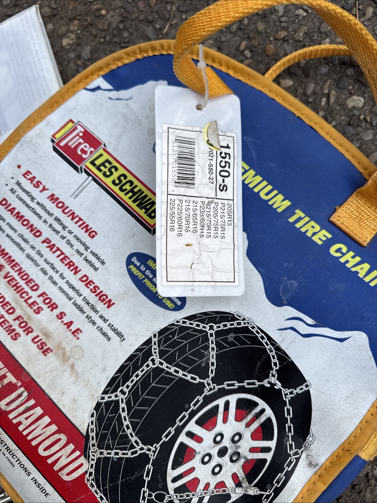 1550-s Les Schwab Quick Fit Diamond Pattern Snow Tire Chains Never Used