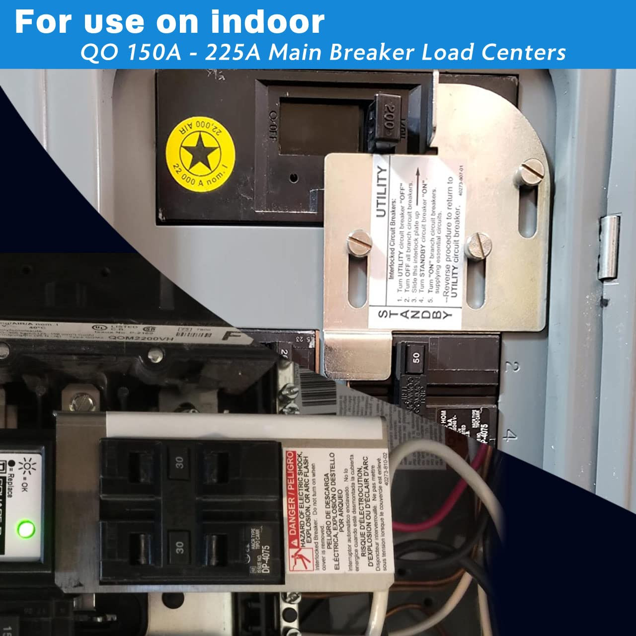 Generator Interlock Kit Compatible with Square D Electric QOCGK2C QO Cover Gener