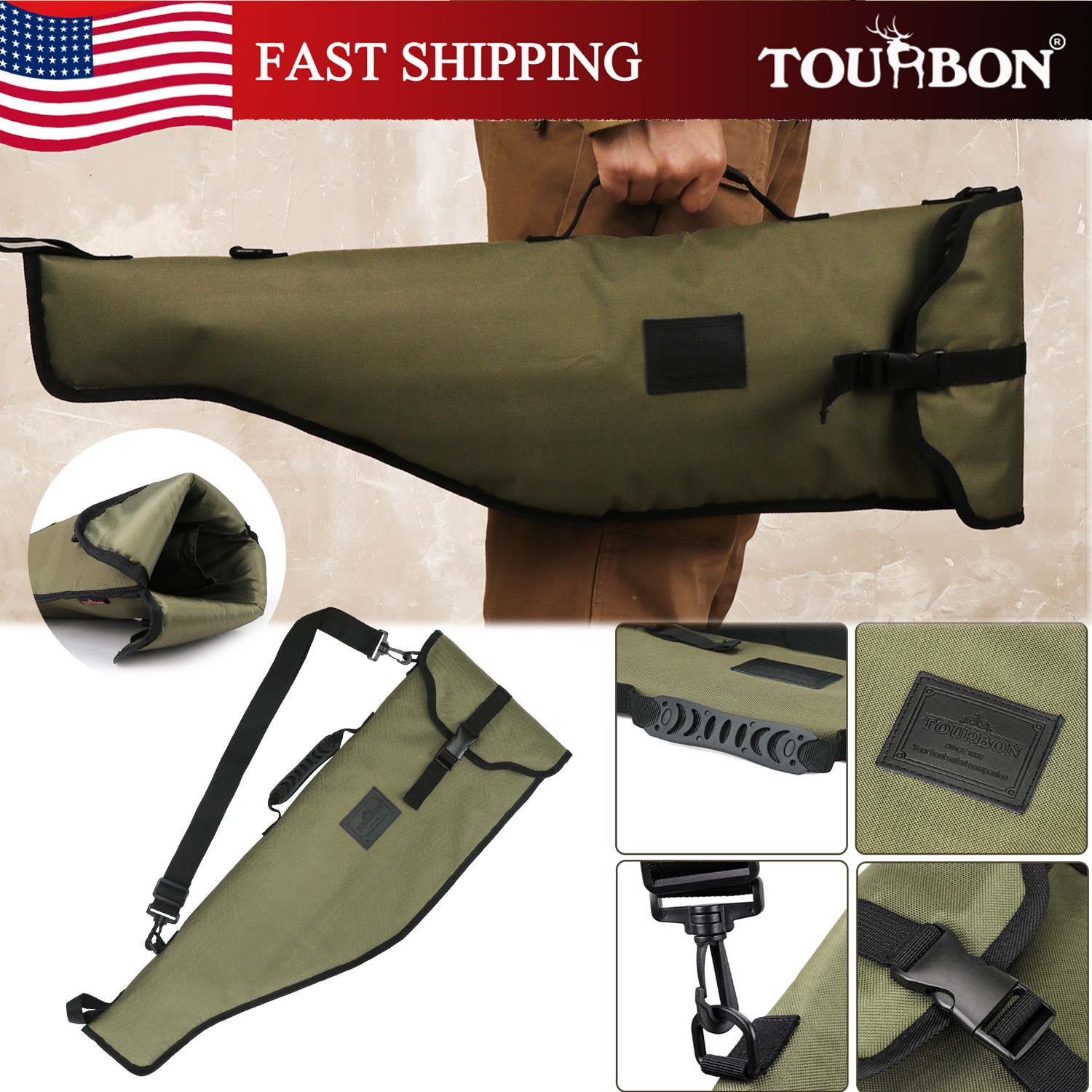 Tourbon Short Rifle Case Shotgun Scabbard Carry Bag Hunting Gun Barrel Sleeve-GR