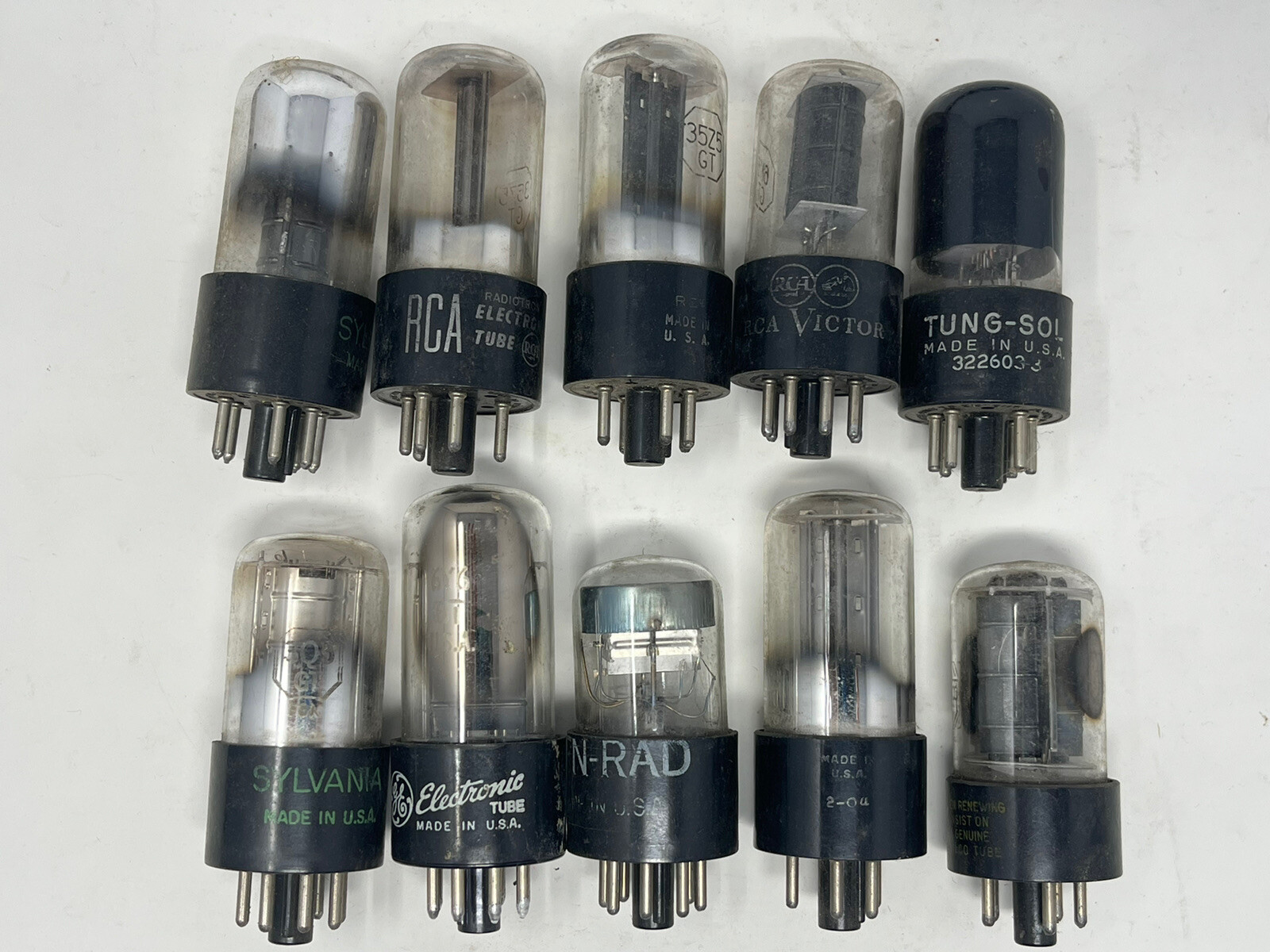 Mix Lot of 10 RCA Sylvania Philco Tung Sol Tubes Vacuum Tubes Untested Lot J