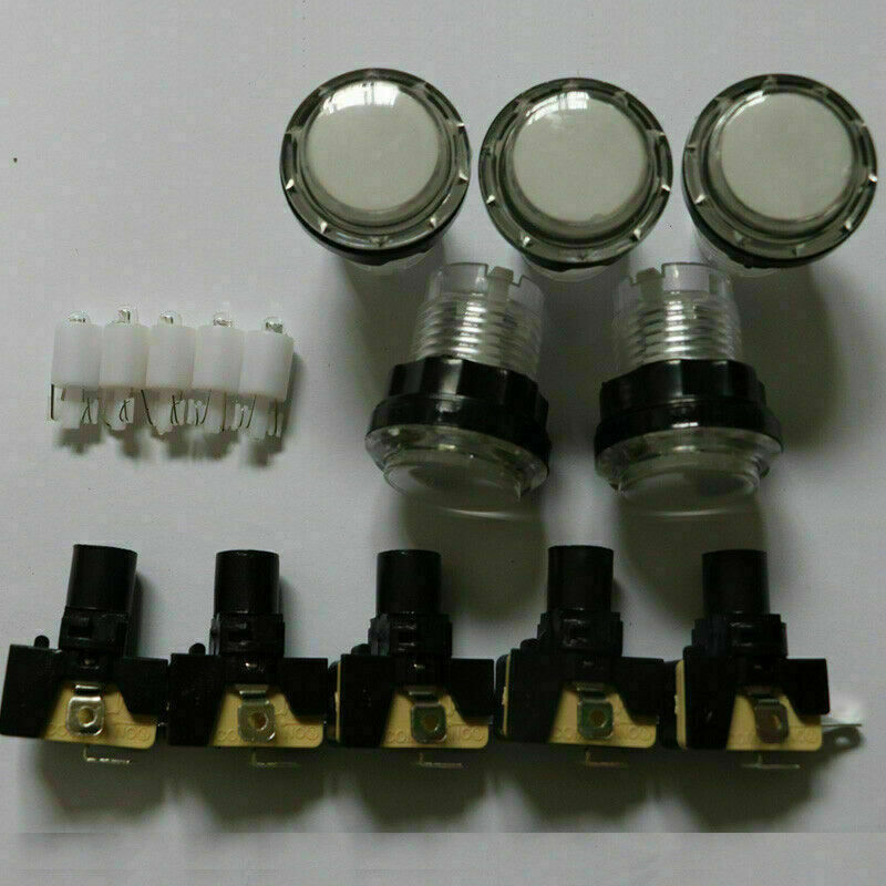 5 X pcs Arcade Game LED Buttons DC 5V 12v Illuminated With Microswitch MIX COLOR