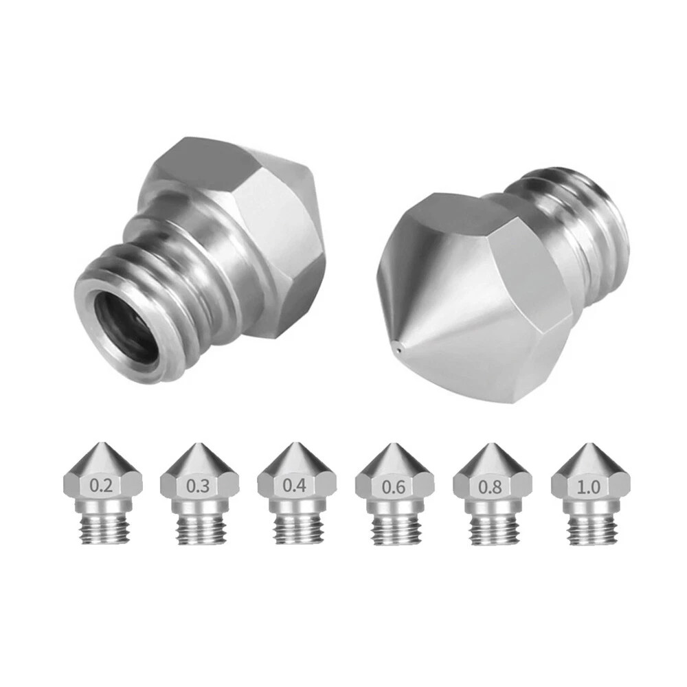 2x MK10 Stainless Steel Nozzle 1.75mm / 0.2, 0.3, 0.4, 0.5, 0.6, 0.8, 1.0mm