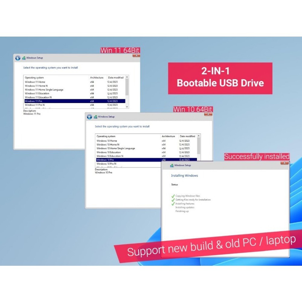 Bootable Stable Premium Durable Anti-Fall Windows 10 & 11 Bootable USB with 32GB
