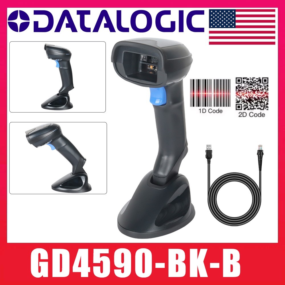 Datalogic Gryphon GD4590-BK-B 1D 2D Barcode Scanner Reader W/ USB Cable+Base US