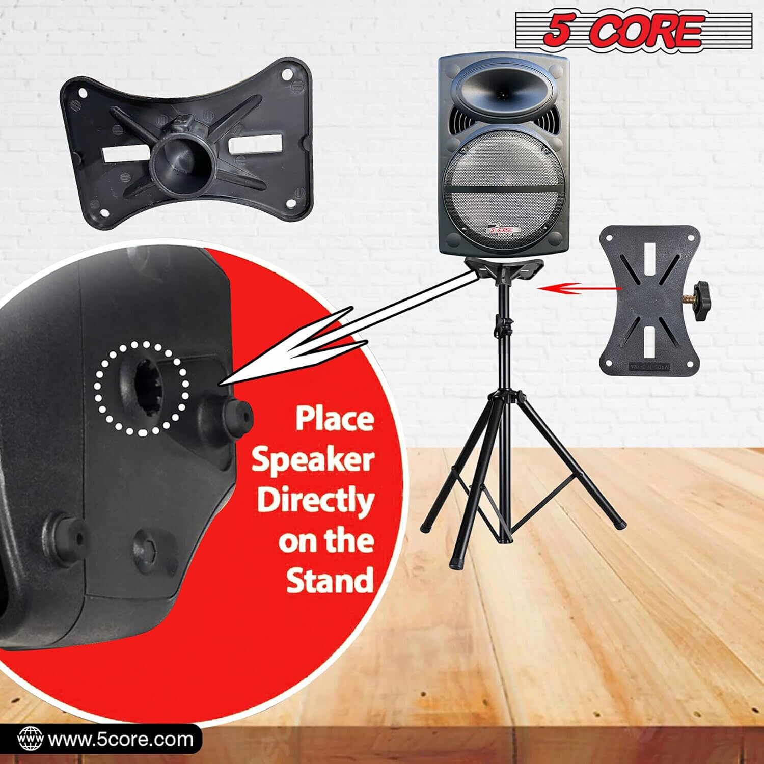 5Core Speaker Stand Tripod Floor Short Adjustable DJ Studio Monitor Stands