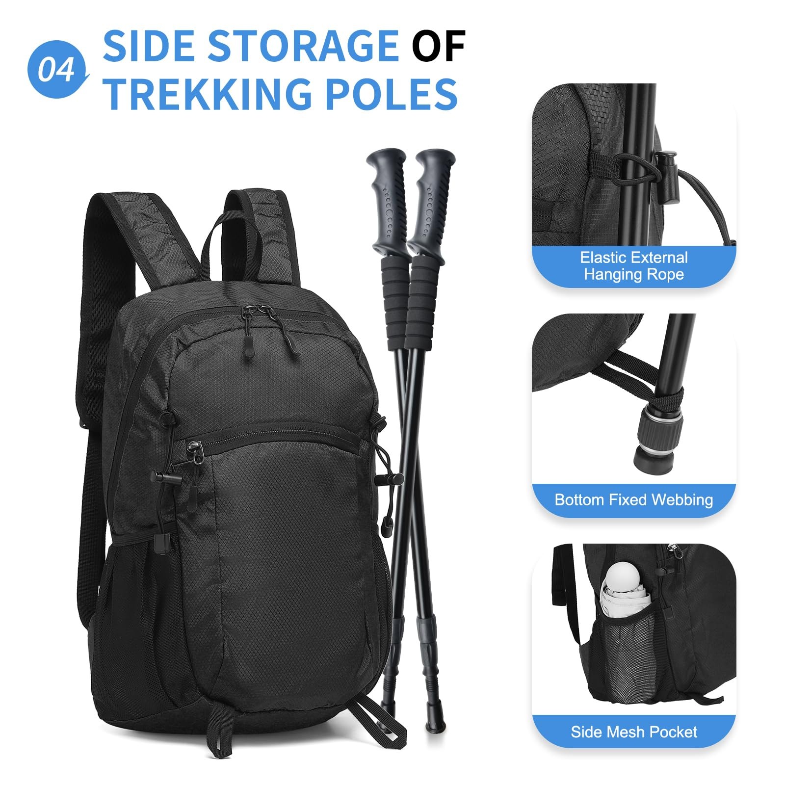 20L Small Hiking Daypack for Women Men, Foldable Packable Backpack, Lightweig