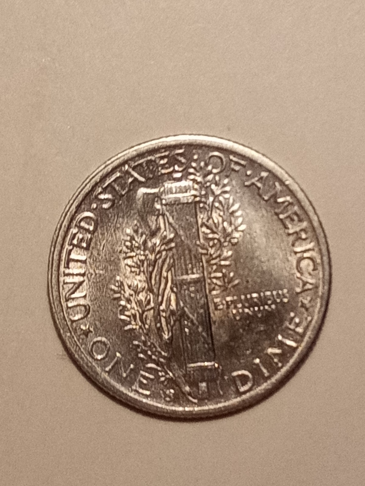 1945 S Mercury Dime, #1, Raw Mint State (MS-60), Luster