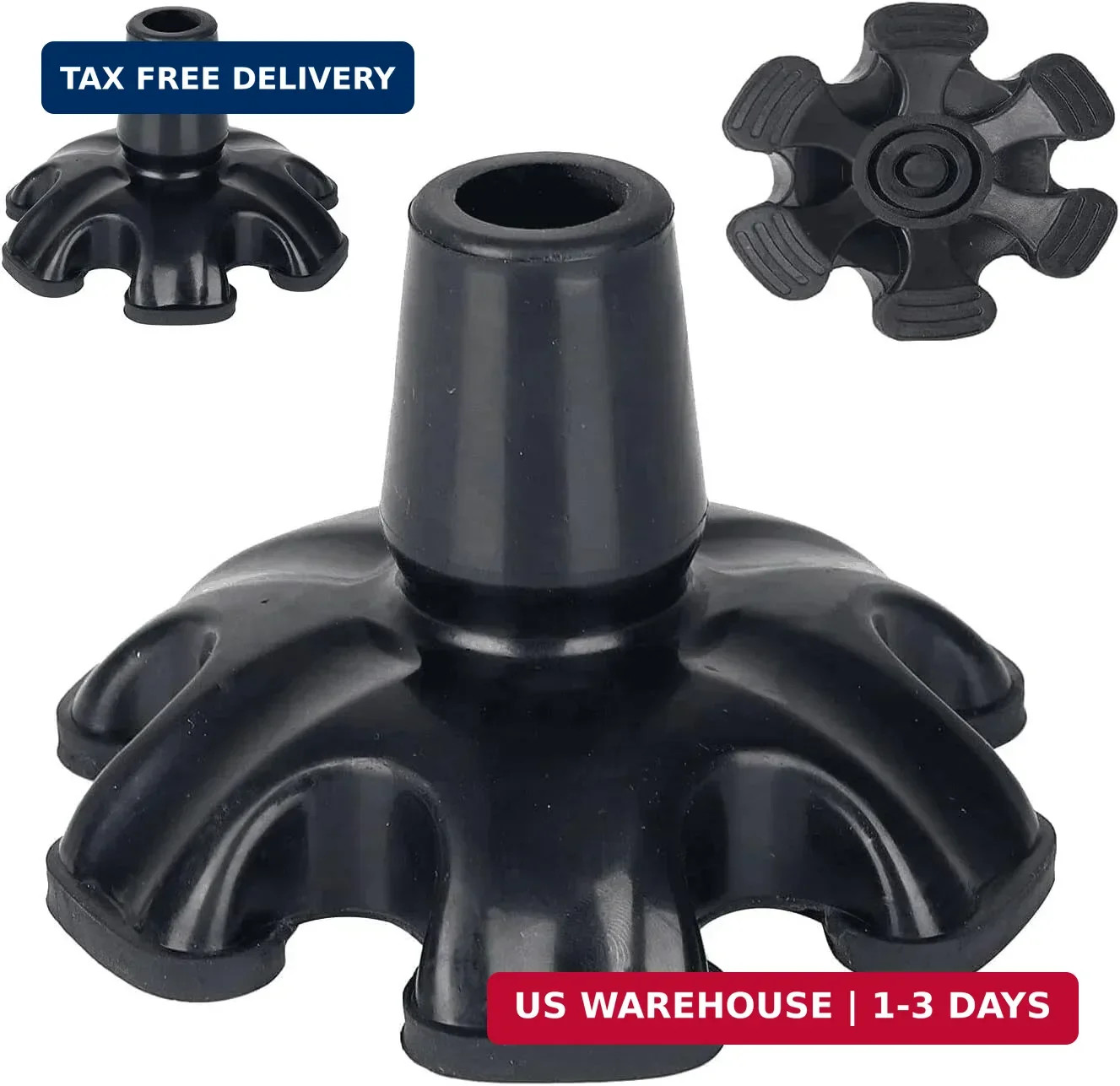 Walking Cane Tips 3/4 inch Heavy Duty, Quad Cane Tips with 6 Support Feets, Rubb