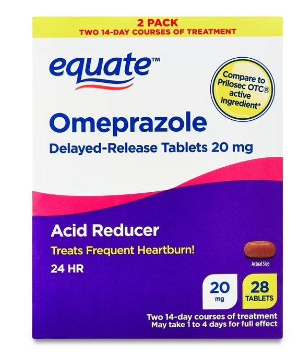 Equate Omeprazole Delayed Release Acid Reducer Tablets 20mg 28 Count