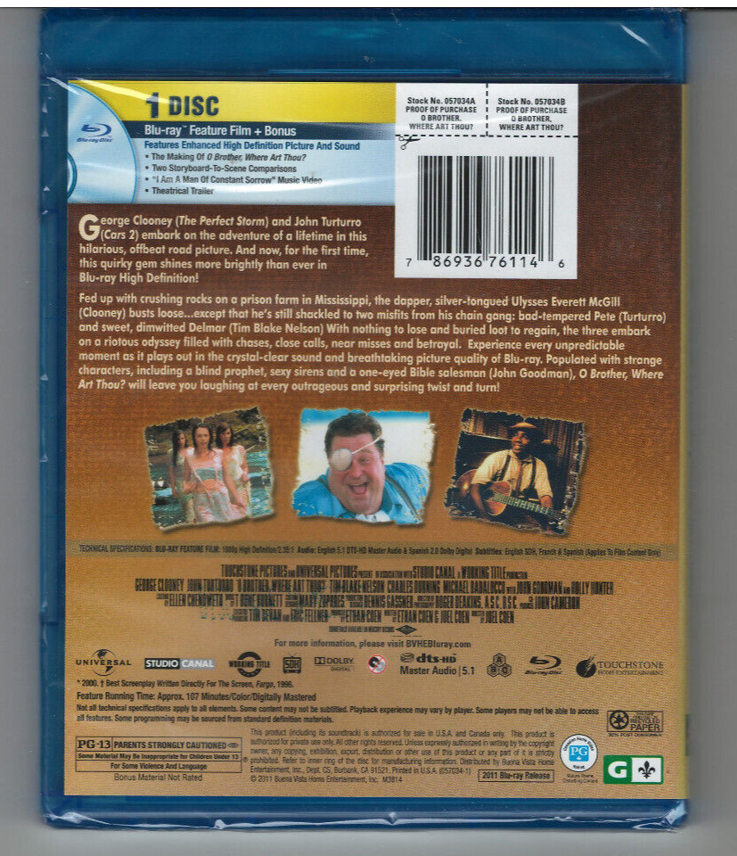 O Brother, Where Art Thou? (Blu-ray, 2000) NEW